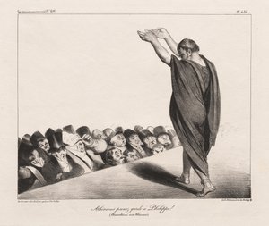 Atenienses Cuidado com Filipe! (Demóstenes aos atenienses) de Honoré Daumier