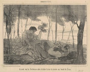 Tendo tido a infeliz ideia de ir... à beira da água de Honoré Daumier
