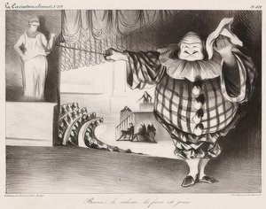 Abaixe a cortina, La Farce est Jouée - Senkt den Vorhang, die Posse ist (a partir de: La Caricature no 201, 11.09.1834). 1834 de Honoré Daumier