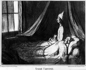 Acreditando vê-lo, caricatura de Honore Daumier (1808-1879). "Charivari". de Honoré Daumier