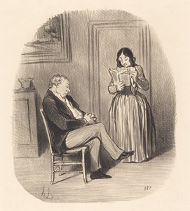 Bourgeois sendo lido, depois do jantar, alguns capítulos... de Honoré Daumier