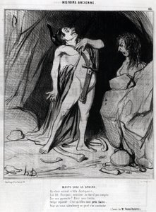 Cartoon de Honore Daumier sobre Édipo e a Esfinge, -em "Charivari", 12 de dezembro de Honoré Daumier