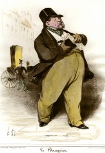 Desenho animado de Sorteio Bancário de Honore Daumier (1808-1879) de "The Charivari" 1835. Coleção particular de Honoré Daumier