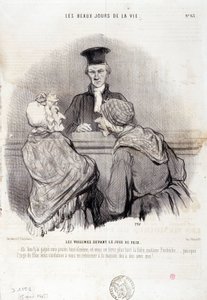 Desenho animado sobre Relações de Vizinhança: Série "Os Bons Dias da Vida": "Vizinhos perante a Justiça da Paz..." Gravado por Honore DAUMIER (1808-1879). Extracto do jornal "Le Charivari" do dia 15 de Maio de Honoré Daumier
