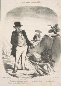 Esses artistas são quase todos loucos. . . Minha palavra de honra! . . . Aqui está alguém que tem a ideia de pintar o retrato de uma árvore velha! de Honoré Daumier