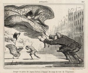 Perigo de usar saiotes durante o vendaval do equinócio, publicado em 3 de abril de Honoré Daumier