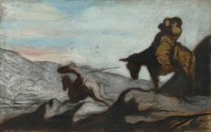 Dom Quixote e Sancho Panza. Por volta de 1855 de Honoré Daumier