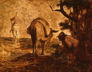 Dom Quixote e Sancho Pança, aliviando-se, c. 1855 de Honoré Daumier