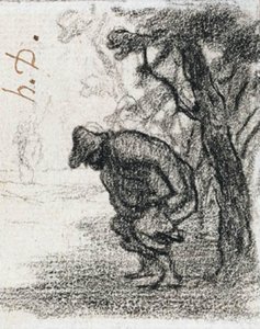 Don Quixote e Sancho Pança atrás de uma árvore de Honoré Daumier