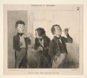 Alunos do sexto ano querendo bancar retóricos, de Professores e Moutards de Honoré Daumier