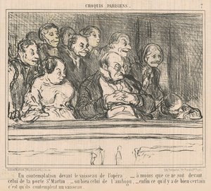 Em contemplação em frente ao navio da ópera de Honoré Daumier