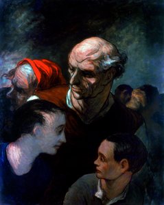 Família em uma barricada durante a comuna de Paris, 1870 de Honoré Daumier