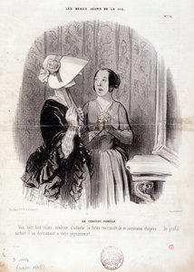 Desenho animado da moda. Série "The Beautiful Days of Life": "Um chapéu Pamela..." no dia 4 de Novembro. de Honoré Daumier