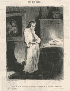 Mulher de cartas humanitárias entregando-se ao homem ... de Honoré Daumier