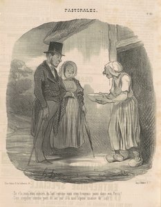 Mulher de cartas humanitárias entregando-se ao homem ... de Honoré Daumier
