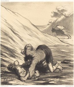 O burro e os dois ladrões de Honoré Daumier