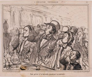 A Exposição Universal - Vista tirada no bar durante a onda de calor de Honoré Daumier