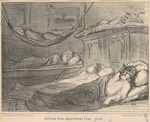 O interior de um apartamento estofado... de Honoré Daumier