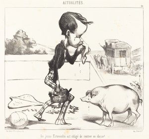 O jovem Estancelin é obrigado a voltar às aulas! de Honoré Daumier