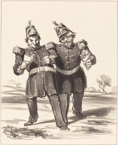 Os dois banqueteiros em alegria de Honoré Daumier
