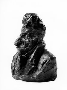 Les busstes charges des "Celebrites du Juste Milieu" "Caricatura de Jean Auguste Chevandier de Valdrome (1781-1865), deputado e par da França. O estúpido". Escultura de Honore Daumier (1808-1879), século XIX. Inv L 48,9 Dim em cm H 18 x L 12 Musee de Honoré Daumier