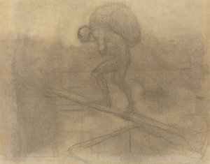 Homem carregando um saco de Honoré Daumier