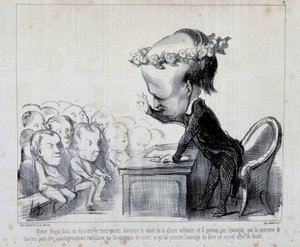 Memórias do Congresso da Paz: Victor Hugo (No. 1 da Série) - por Daumier, em "Charivari" de 06/09/1849 de Honoré Daumier