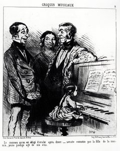 Esboços musicais: a canção que você é obrigado a engolir depois do jantar: sonata executada pela filha da casa, uma jovem prodígio de seis anos. Illustration d
