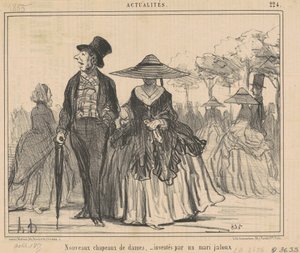 Novos chapéus femininos... de Honoré Daumier