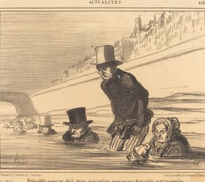 Parisiens prenant... leurs precautions... de Honoré Daumier