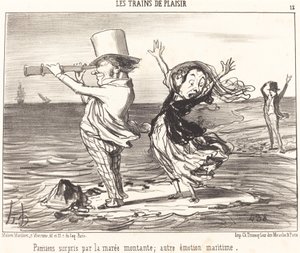 Parisiens surpris par la marée... de Honoré Daumier
