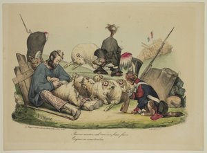 Pobre ovelha Ah, podes fazer o que quiseres...nós tosquiar-te-emos sempre. de Honoré Daumier