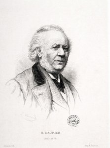 Retrato de Honore Daumier (1808-1879), gravador, pintor e escultor francês. Gravura de Massard. Dimensões: 15x11,5cm. Museu Arbaud. de Honoré Daumier