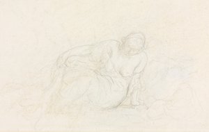 Mulher reclinada, apoiando-se em seu braço, 185560. de Honoré Daumier