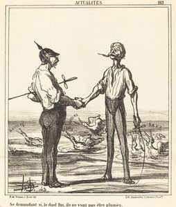 Querendo saber se, o duelo acabou, eles não serão emplumados de Honoré Daumier