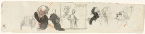 Esboços de várias figuras (verso) de Honoré Daumier