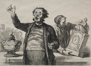 A sala de leilões: The Town Crier. de Honoré Daumier
