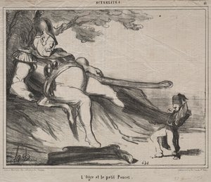 Os cossacos para o prato do riso 61: O ogro e seu pequeno Tom Thumb, 1854. de Honoré Daumier