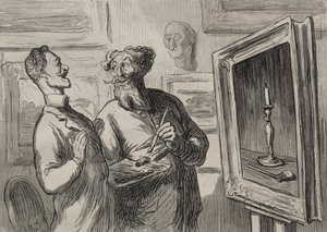Os pintores: um realista sempre encontra outro realista para admirá-lo de Honoré Daumier