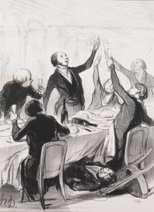 The Philanthropists of the Day, ilustração 8: Um brinde 43d ... à Temperance Society, 1844. de Honoré Daumier