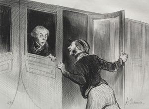 As ferrovias, placa 11: O perigo de dormir em uma viagem de Honoré Daumier