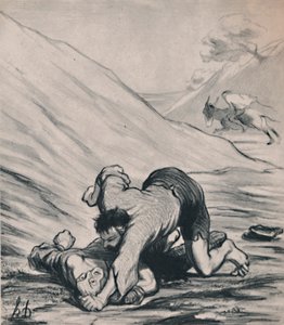 Os ladrões e o burro, c.1860s, 1946. de Honoré Daumier