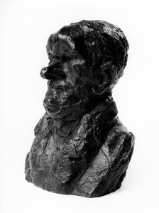 As cargas de bustos do "Celebrites du Juste Milieu" "Caricatura de Auguste Ganneron (1792-1847), deputado e industrialista. Os tímidos". Escultura de Honore Daumier (1808-1879) do século XIX. Inv L 48,4 Dim em cm H 18 x L 13 Musee des Beaux Arts, Palais Lo de Honoré Daumier