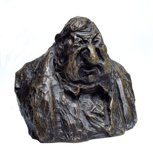 Os bustos do "Celebrites du Juste Milieu" "Caricatura de Jean Marie Fruchard (1786 - 1872), deputado. Le Degout personificou "Escultura de Honore Daumier (1808-1879) Musee des Beaux Arts do século XIX, Palais Longchamp, Marselha. de Honoré Daumier