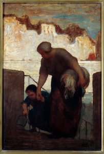 A máquina de lavar. Quadro de Honore Daumier de Honoré Daumier