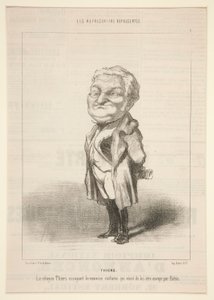 Thiers: o Cidadão Thiers a experimentar o novo fato que acaba de lhe ser enviado por Bavin de Honoré Daumier