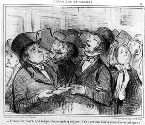 Este cavalheiro Courbet, faz figuras demasiado vulgares, não há ninguém na natureza tão feio como isso!... , retirado de "Pinturas e Salões", série de desenhos animados de Honore Daumier (1808-1879). "Charivari". de Honoré Daumier