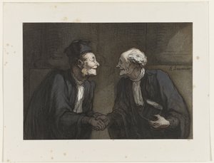 Dois advogados apertam as mãos um do outro // Deux avocats: la poignée de main de Honoré Daumier