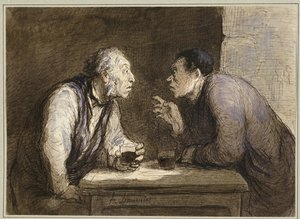 Dois bebedores, c.1857-69 de Honoré Daumier