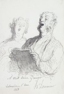 Dois cantores; Dois Cantores, 1868 de Honoré Daumier